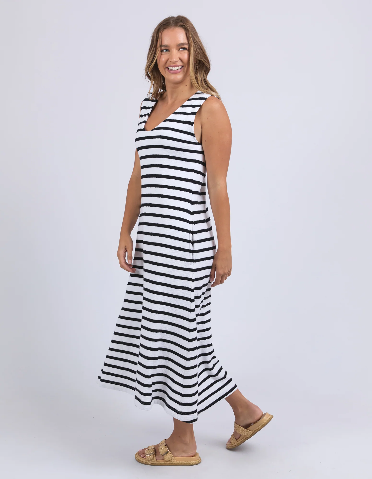 Aspen Stripe Dress White - Image 6