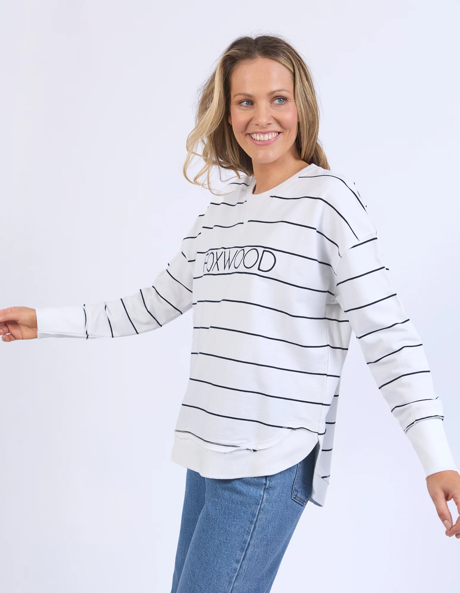 Classic Stripe Simplified Crew White/Navy - Image 4