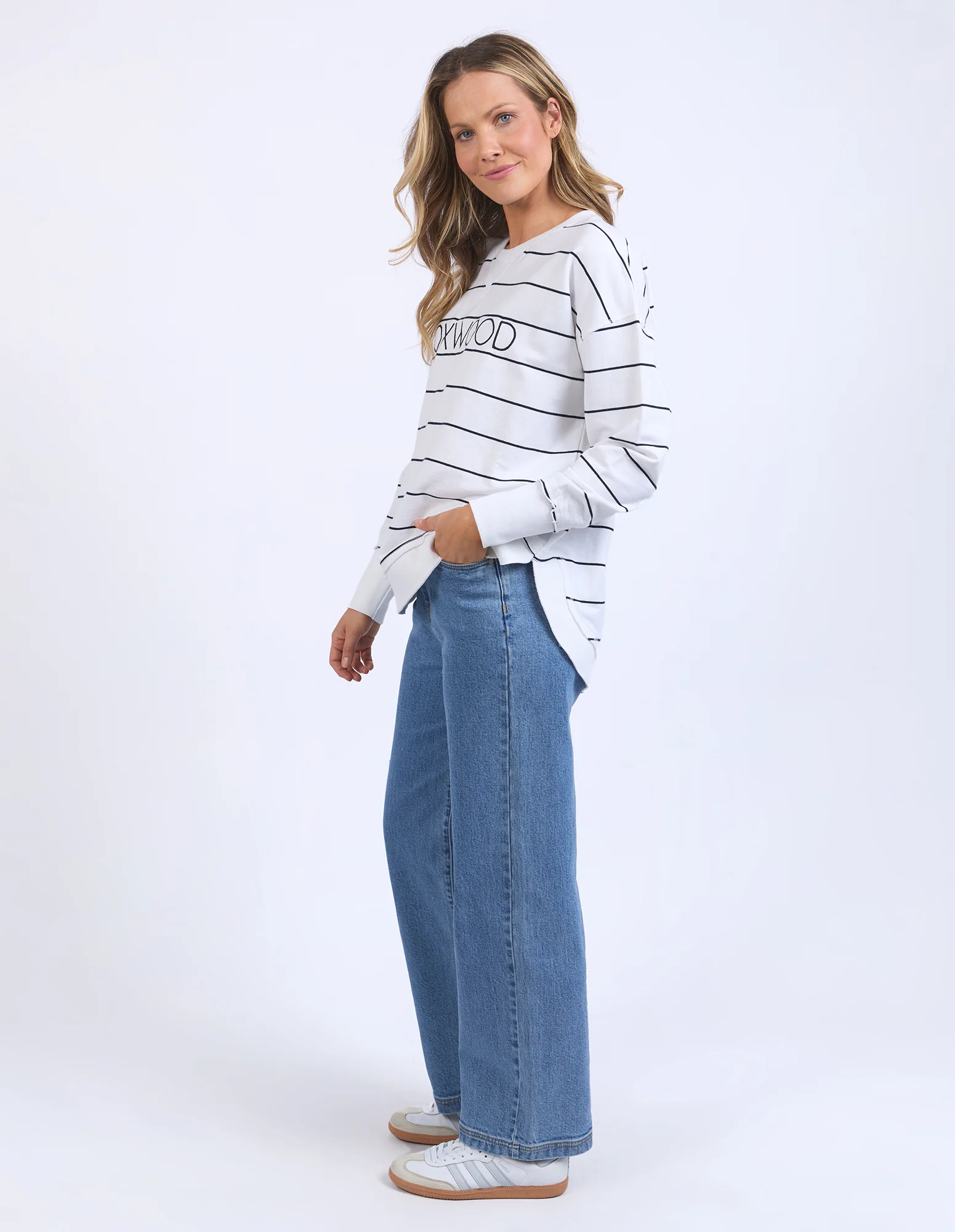 Classic Stripe Simplified Crew White/Navy - Image 6