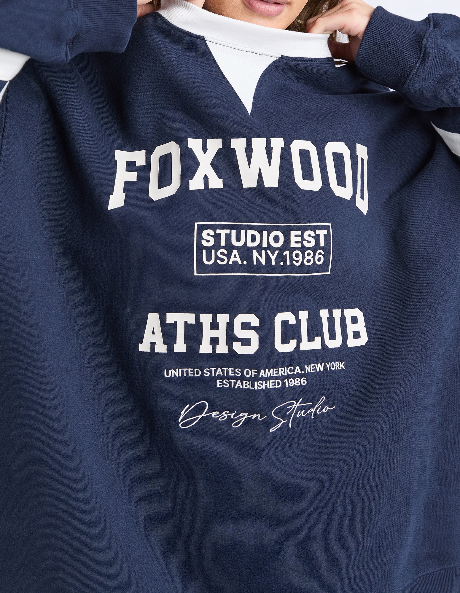 Club Life Oversized Crew Navy/White - Image 6