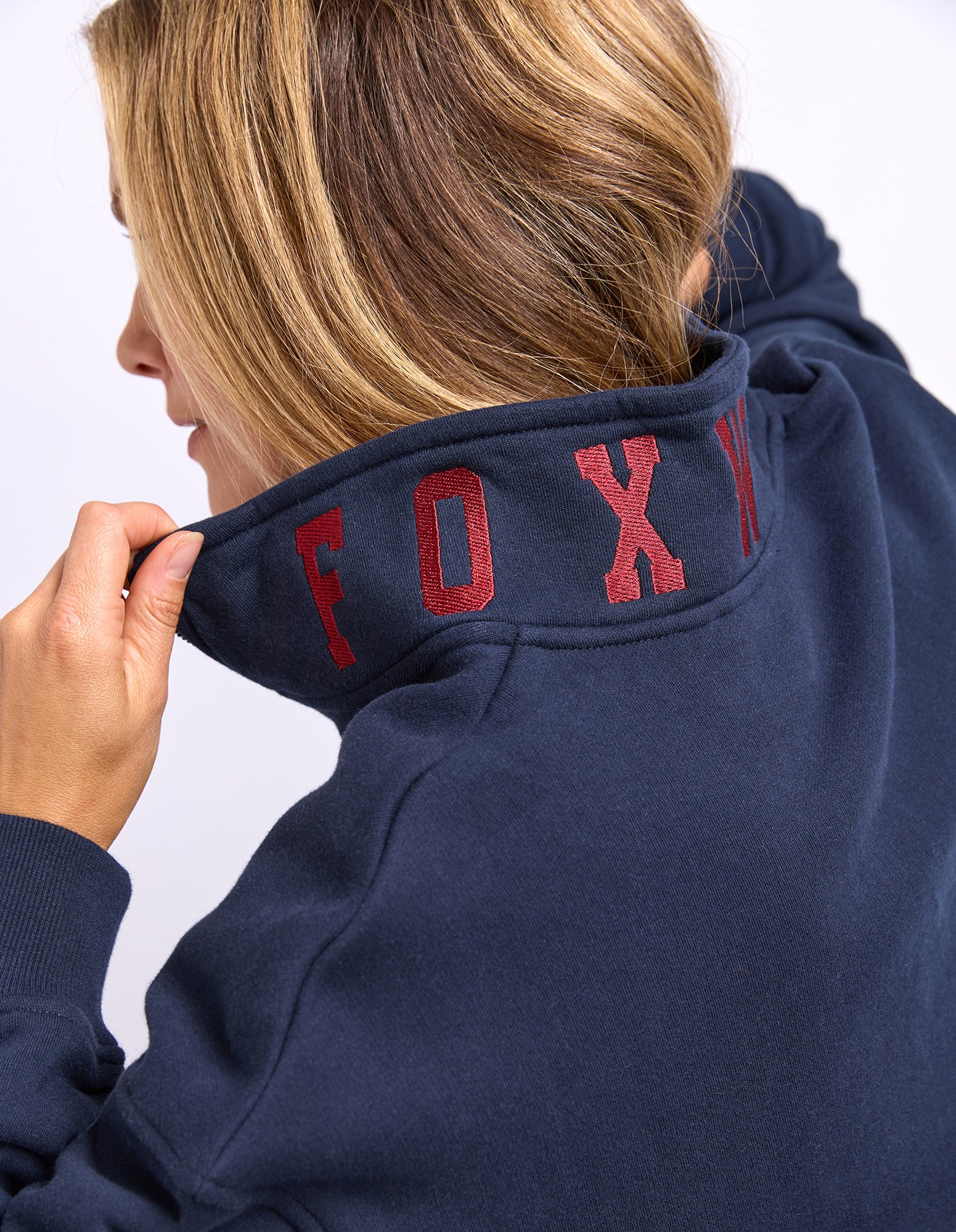 College Contrast Zip Crew Navy With Red - Image 5