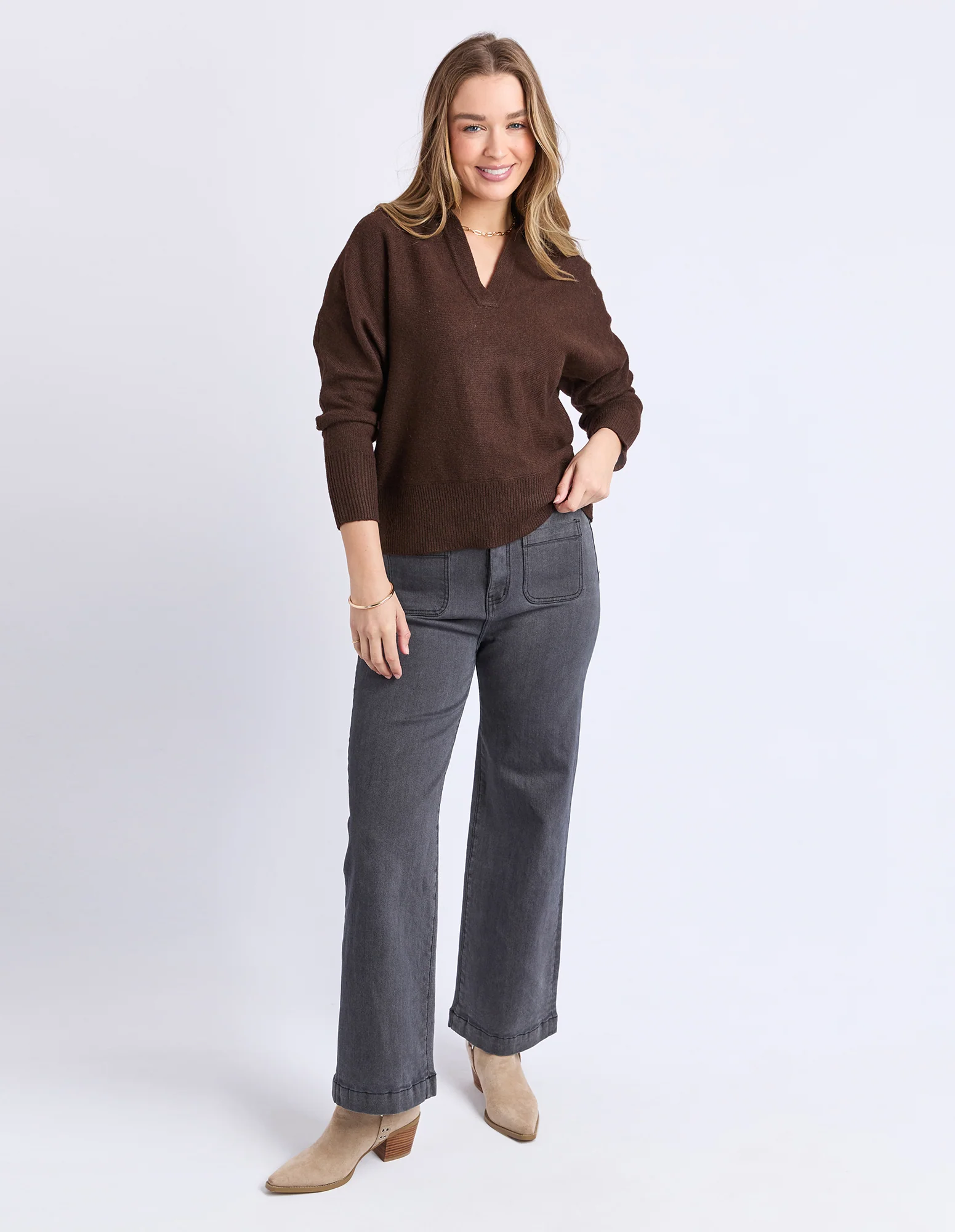 Elea Knit Polo Coffee - Image 3