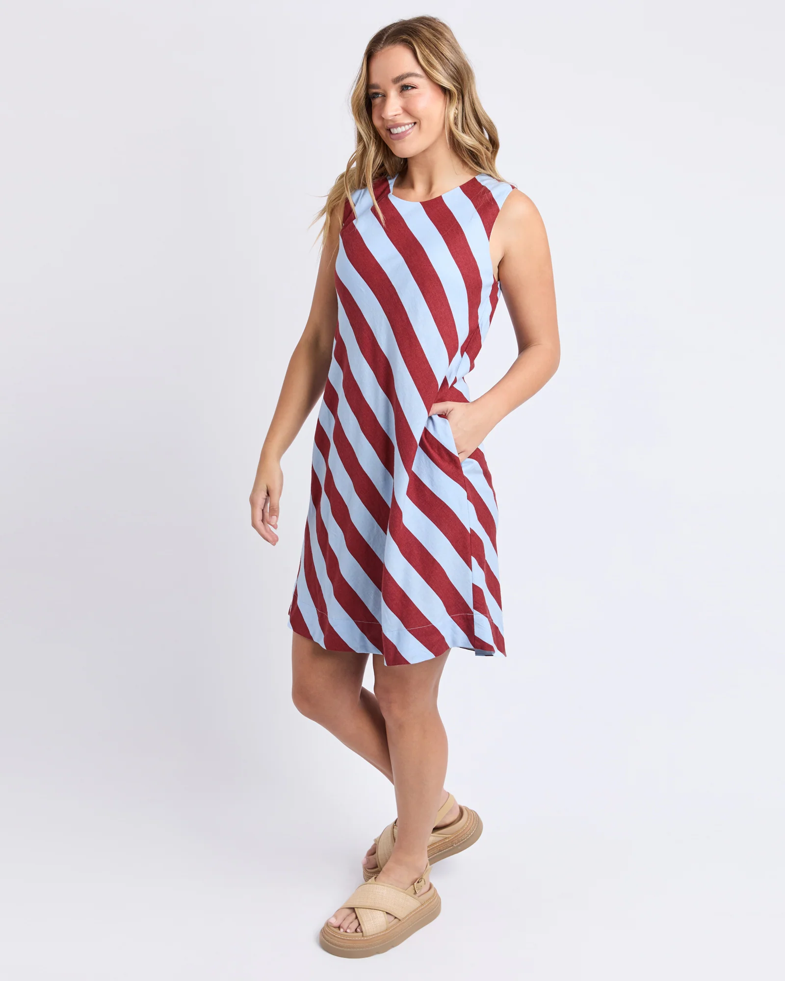 Esmarie Stripe Dress Russet Brn /Ceru Str - Image 7