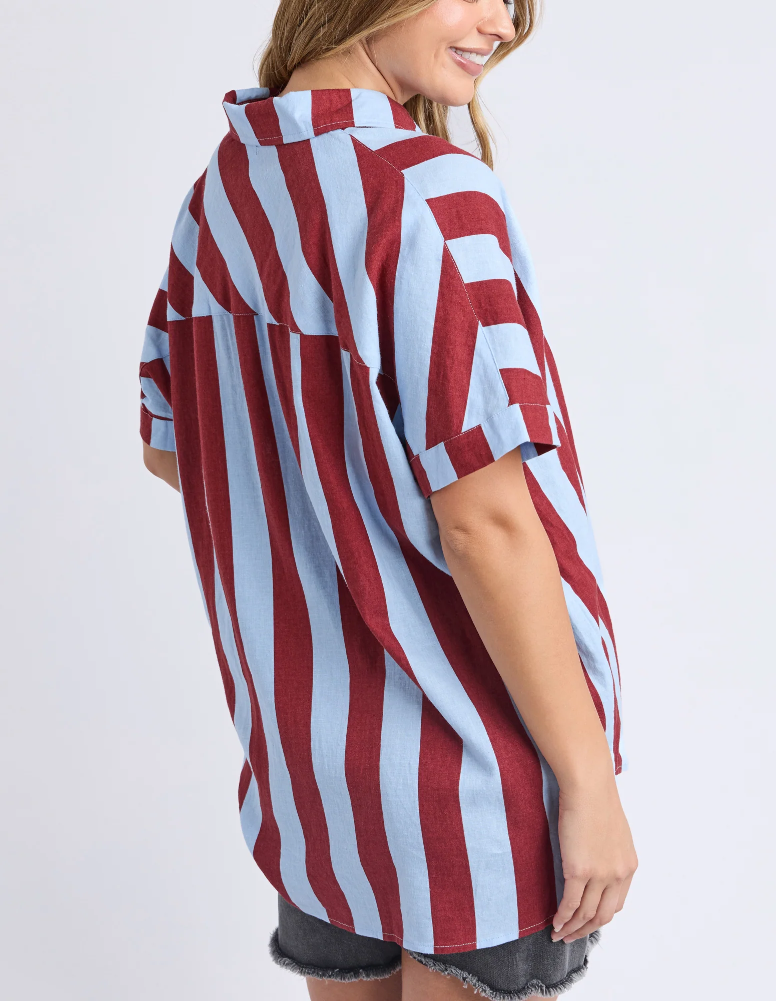 Esmarie Stripe Shirt Russet Brown/Blue - Image 3