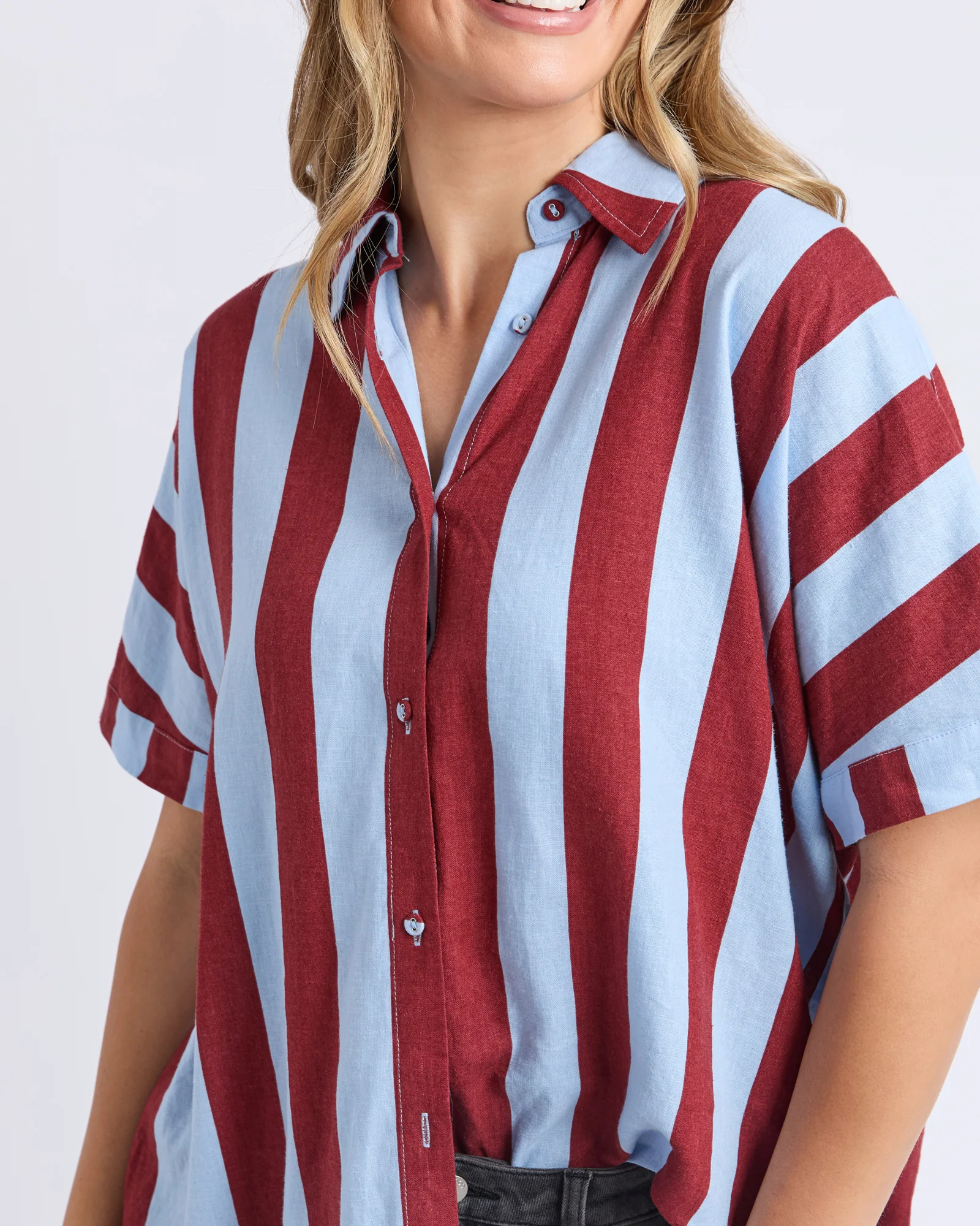 Esmarie Stripe Shirt Russet Brown/Blue - Image 5