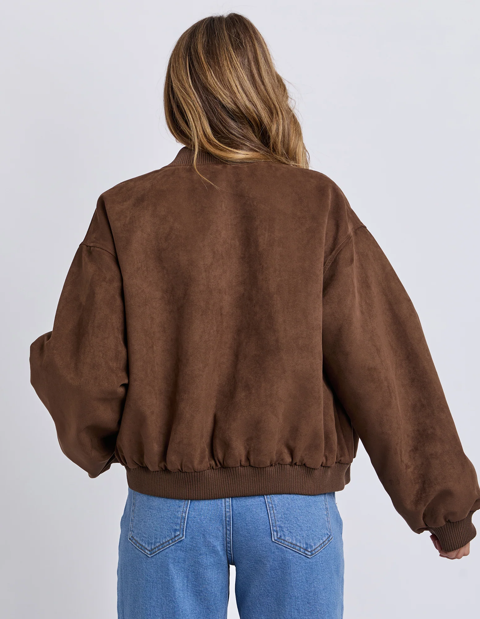 Evie Faux Suede Bomber Chocolate - Image 4