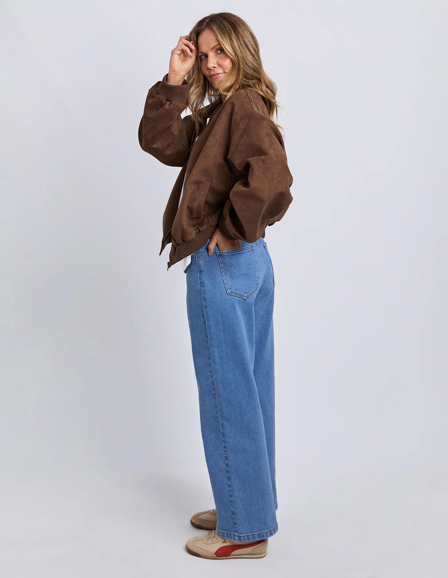 Evie Faux Suede Bomber Chocolate - Image 7