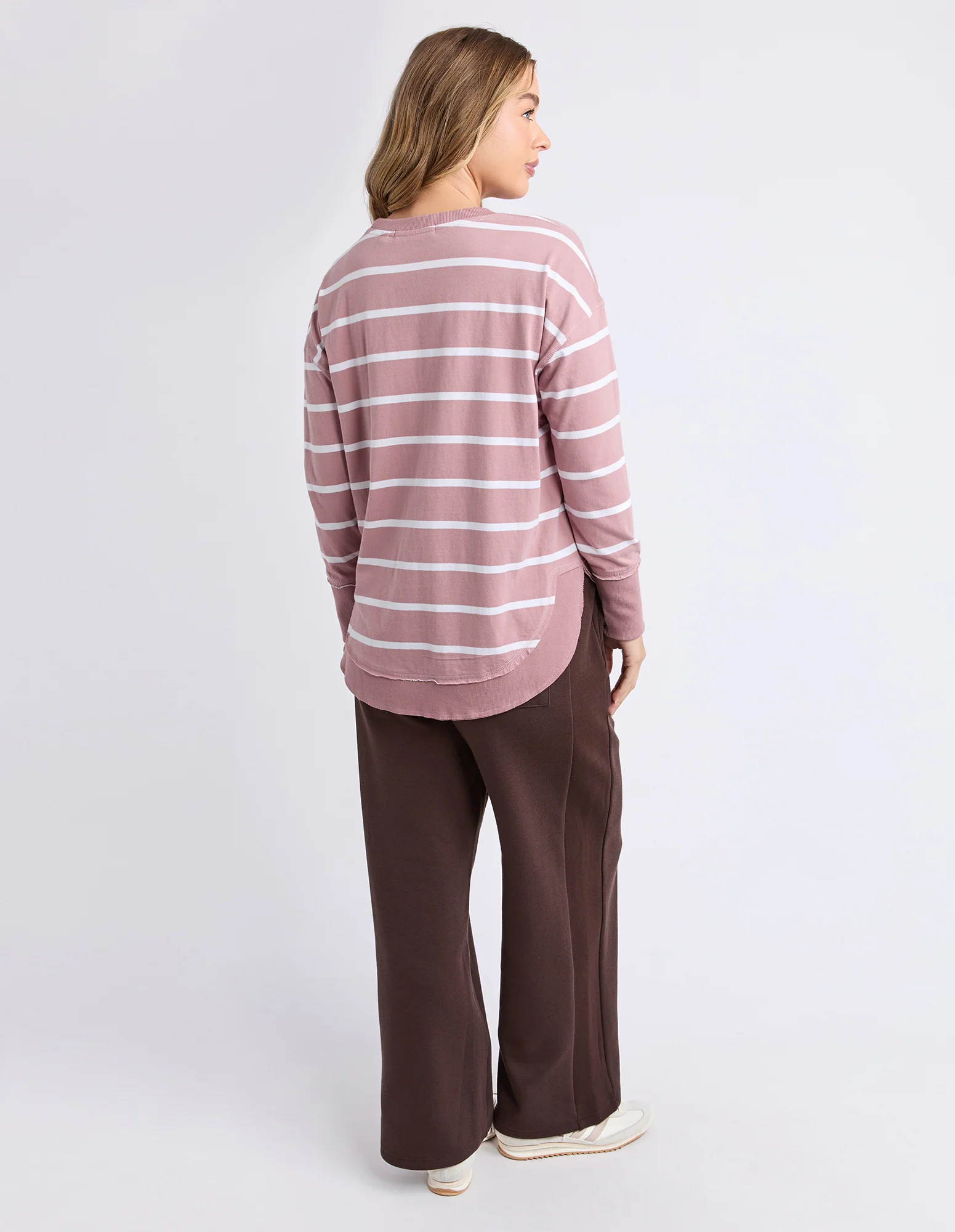 Farrah Stripe Long Sleeve Woodrose/White Stripe - Image 3