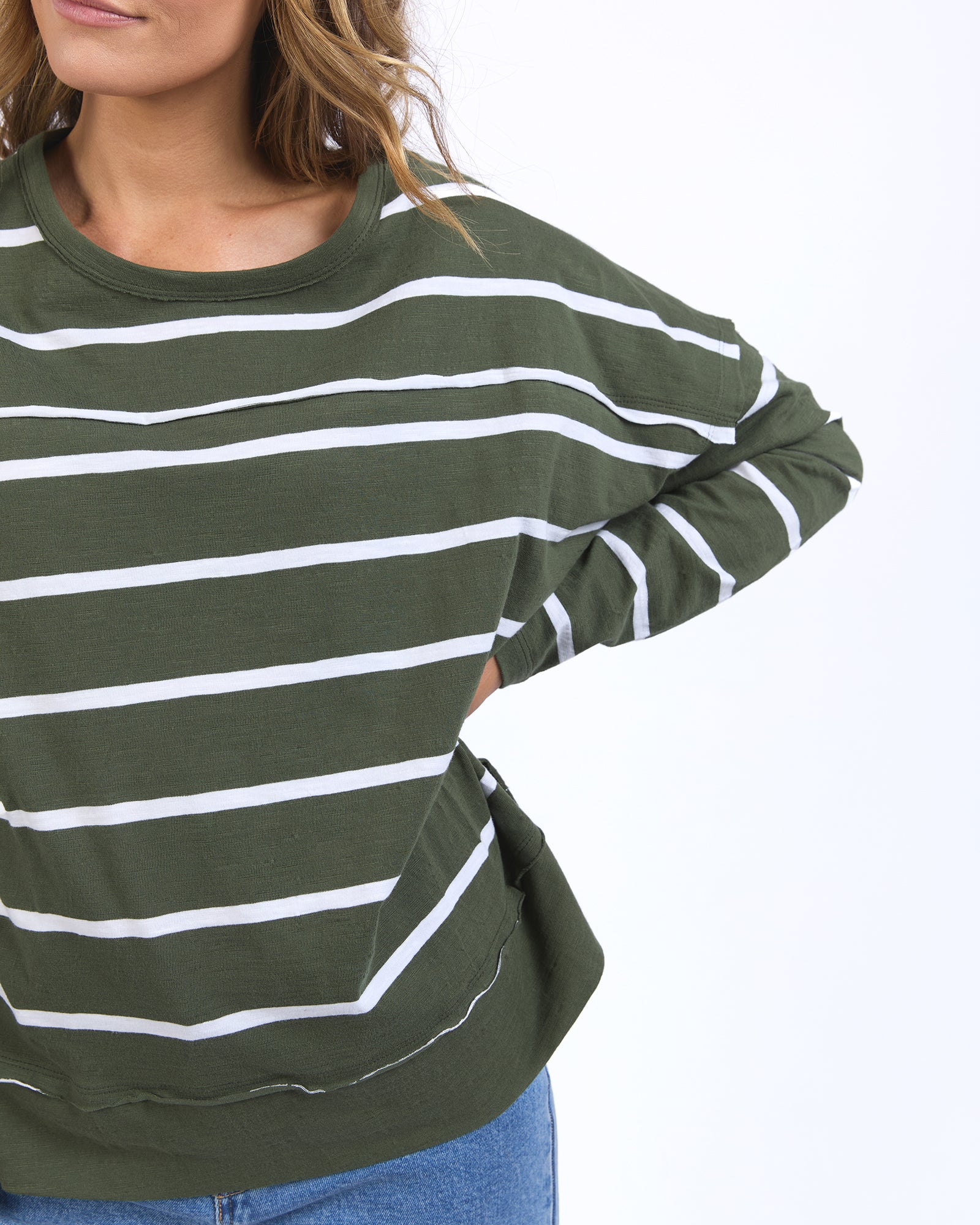Jayne Stripe Throw On Top Khaki/White Stripe - Image 5
