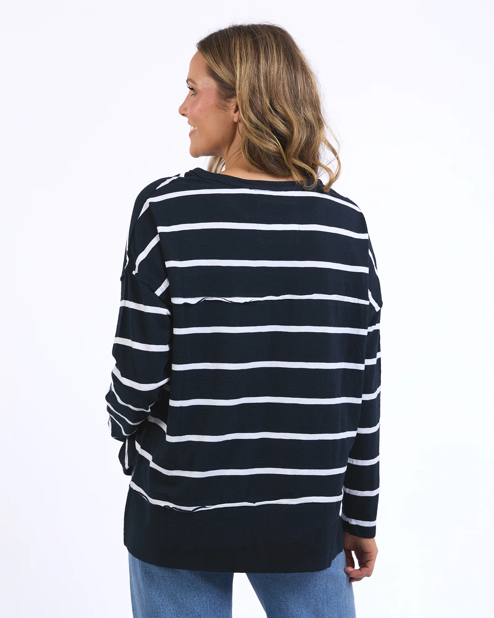 Jayne Stripe Throw On Top Navy/White Stripe - Image 3