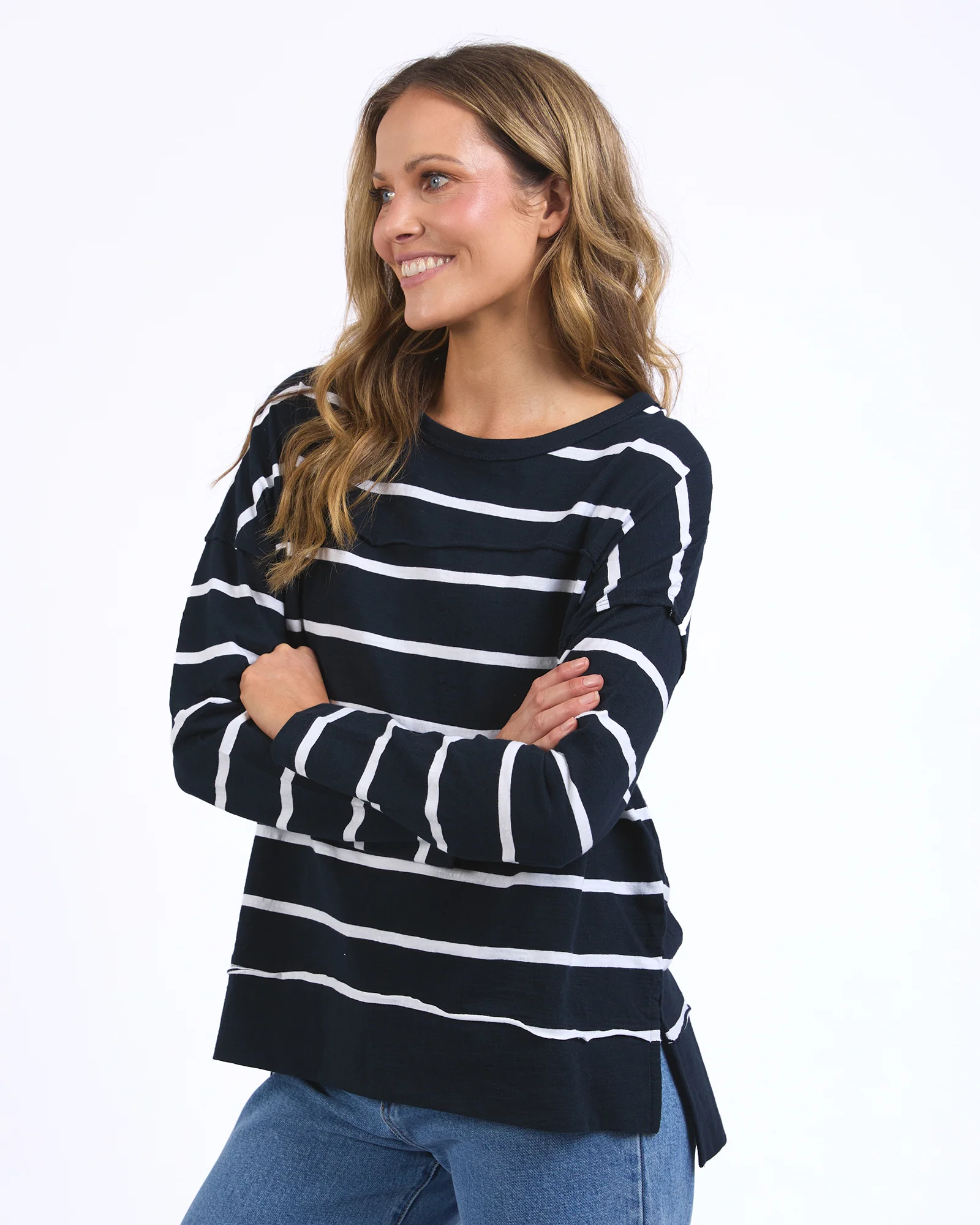 Jayne Stripe Throw On Top Navy/White Stripe - Image 4