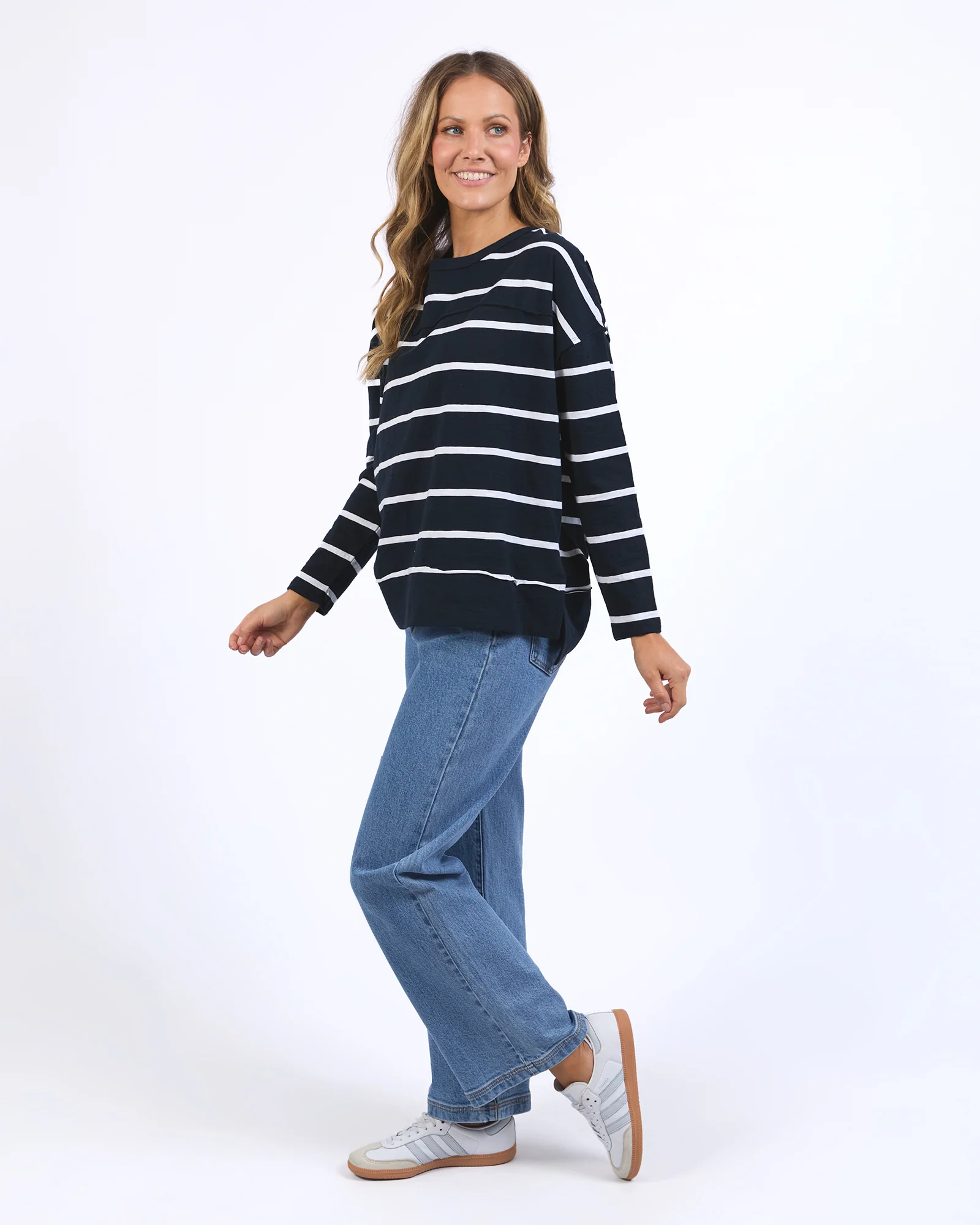 Jayne Stripe Throw On Top Navy/White Stripe - Image 6