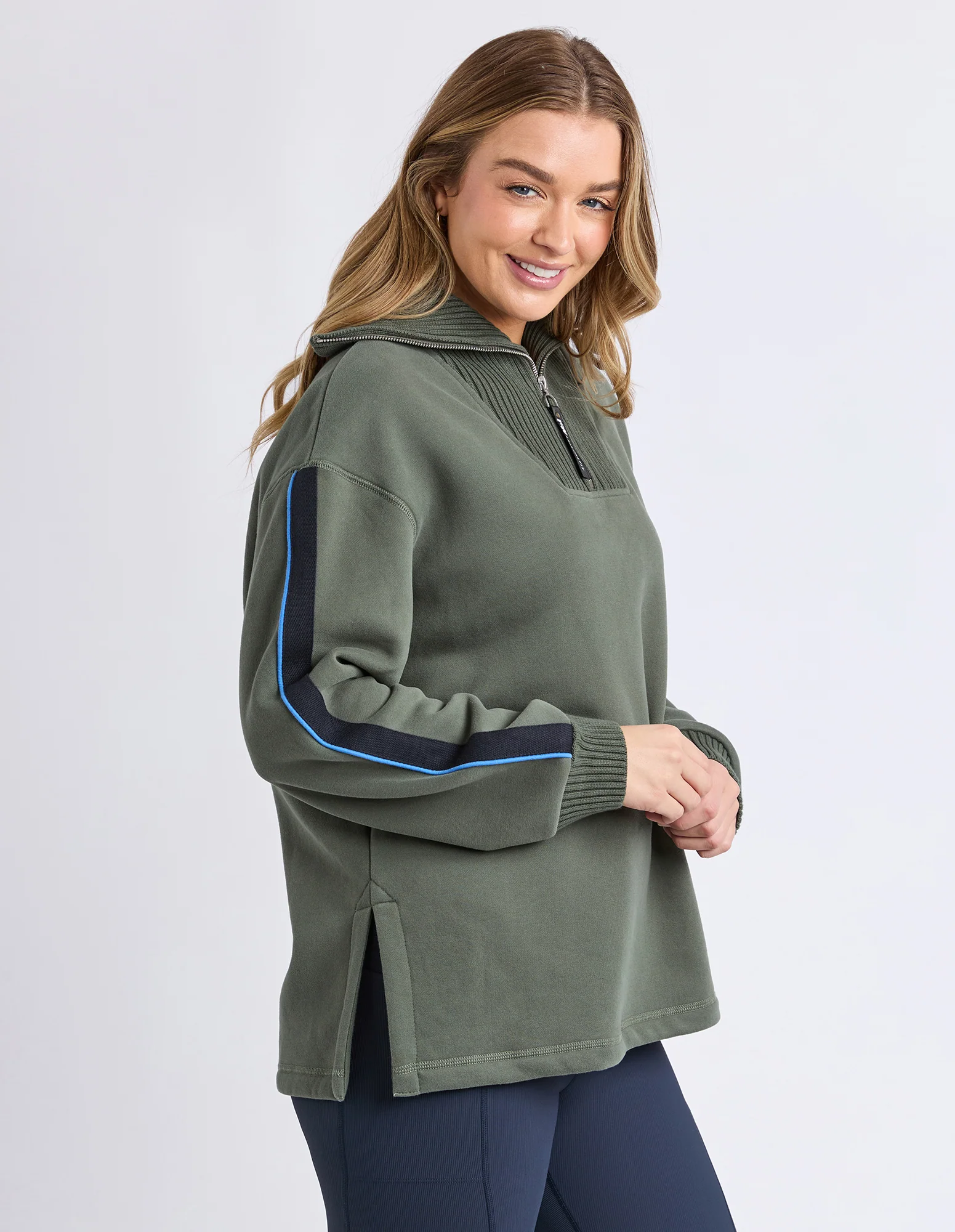 Knit Collar Crew Khaki - Image 5