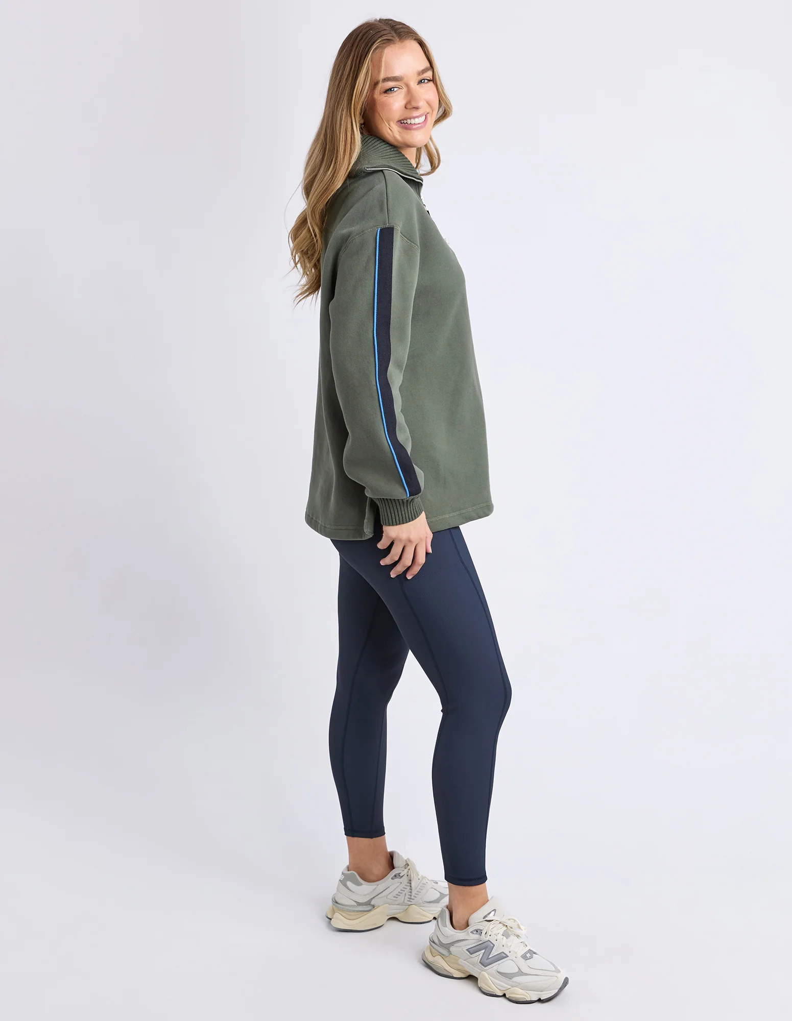 Knit Collar Crew Khaki - Image 7