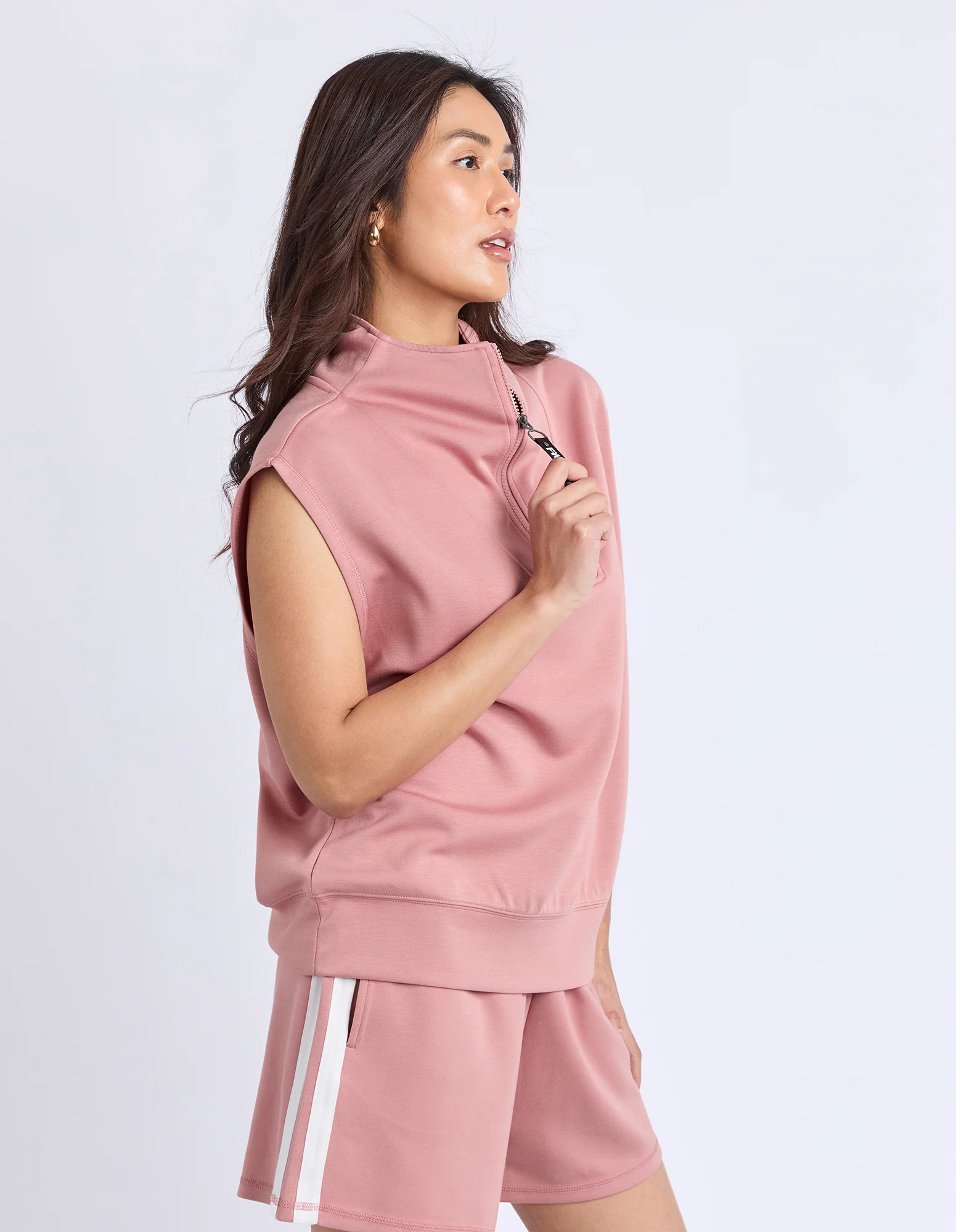 Layla Zip Vest Dusty Rose - Image 4