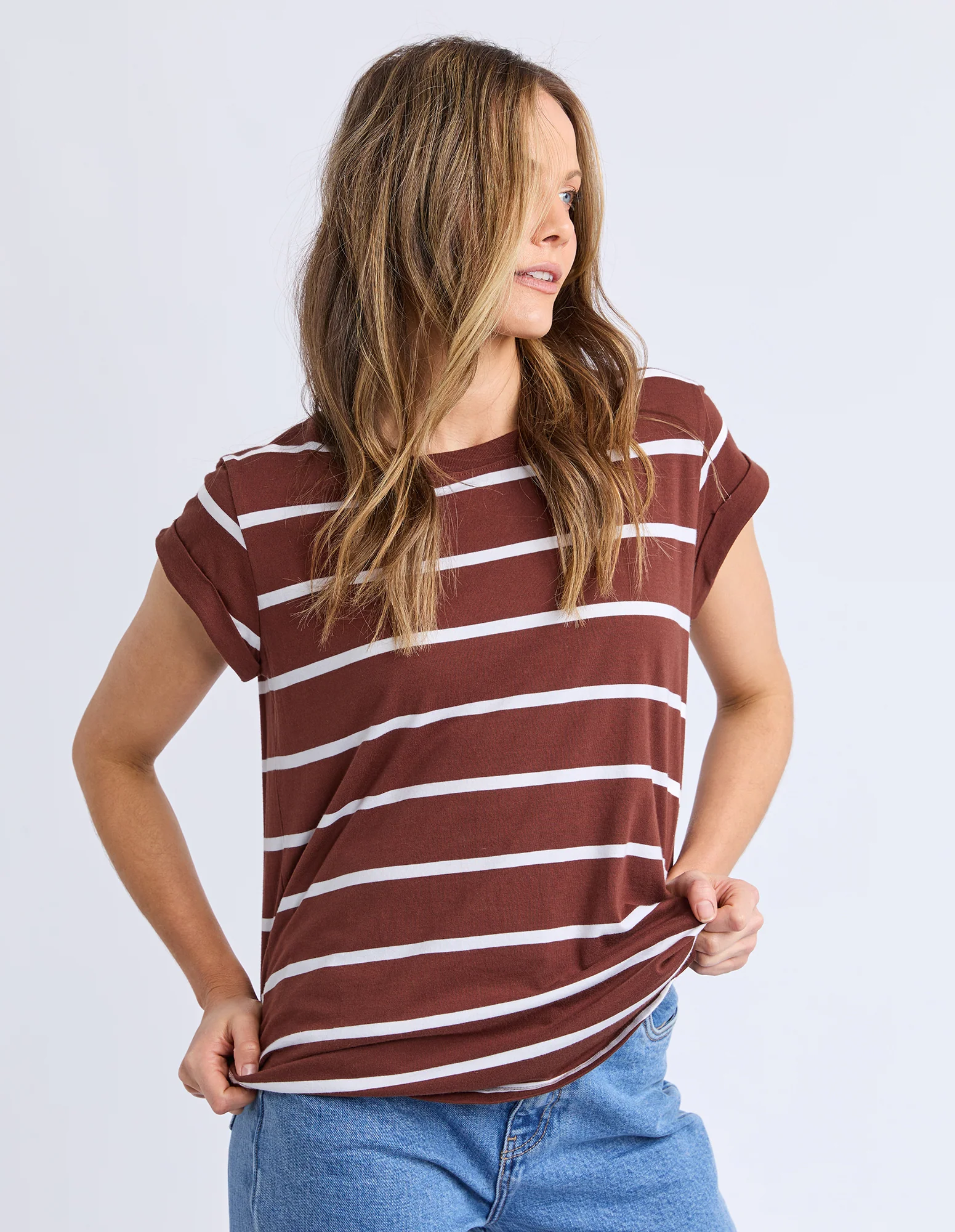 Manly Tee Chocolate & White Stripe - Image 4