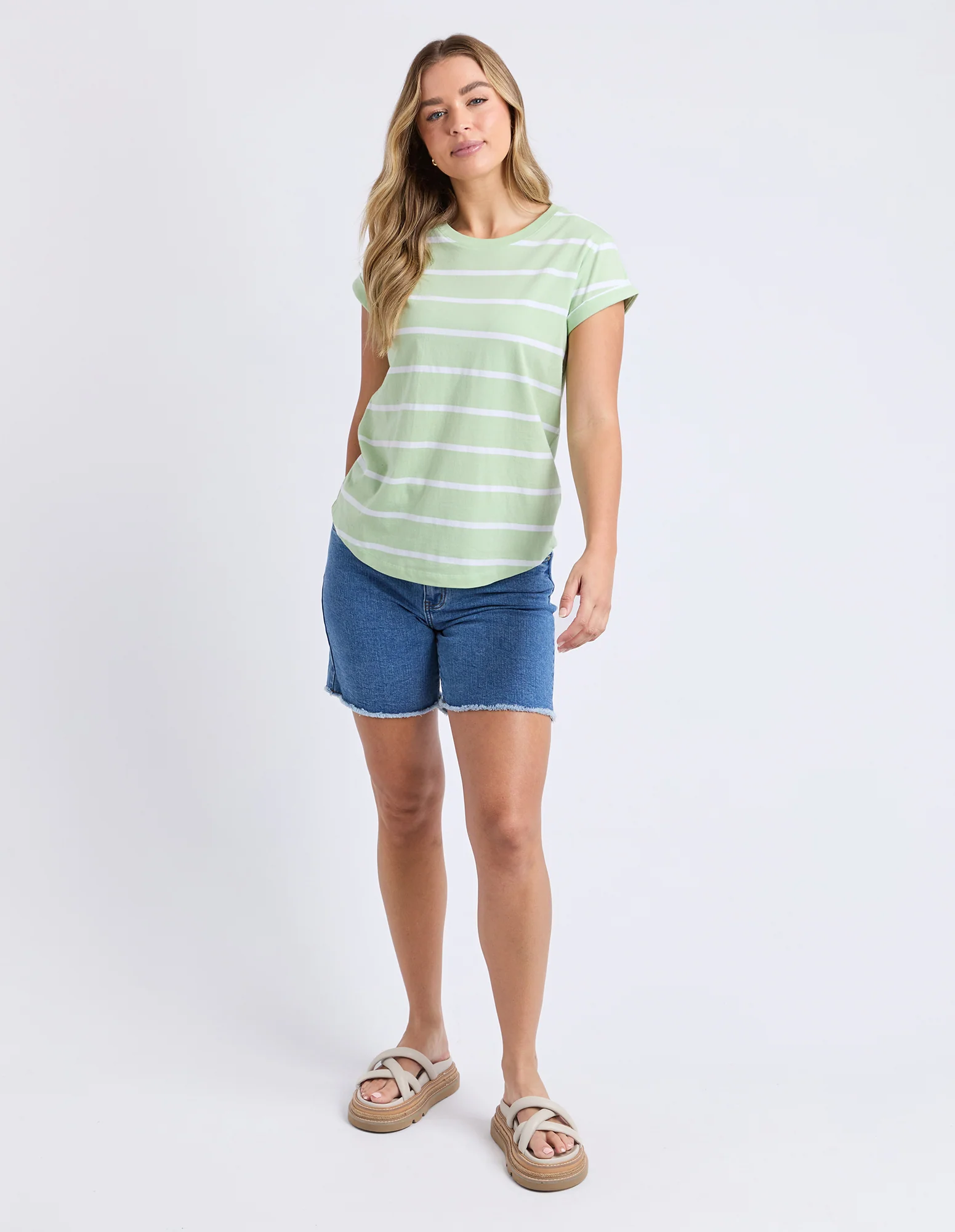 Manly Stripe Tee Mint With Wht Str - Image 2