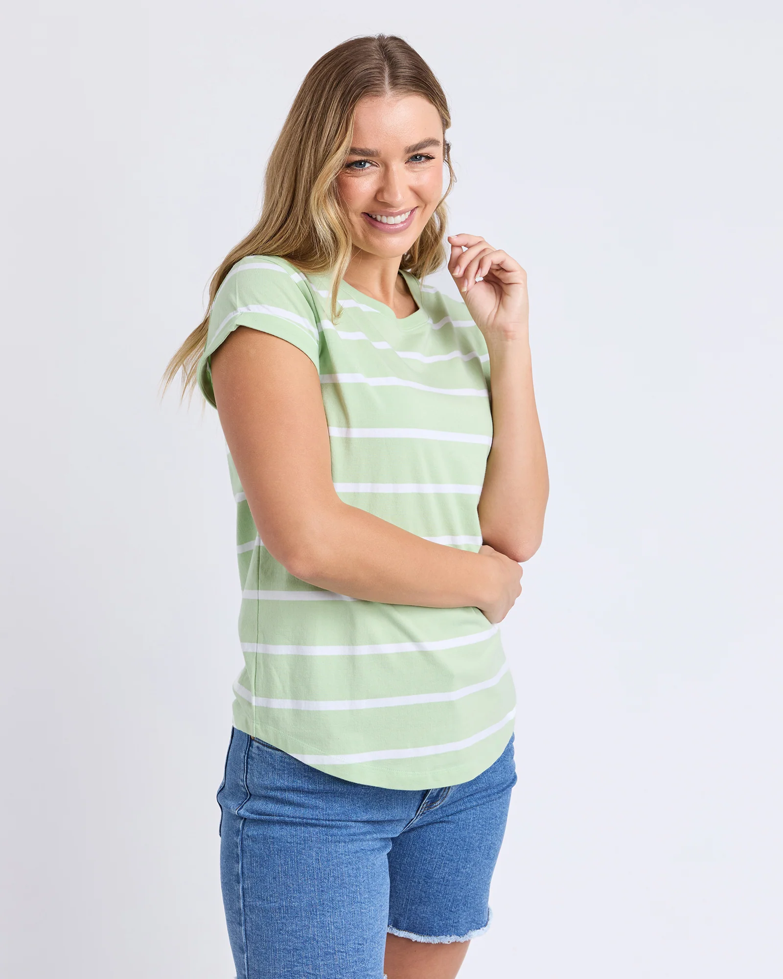 Manly Stripe Tee Mint With Wht Str - Image 4