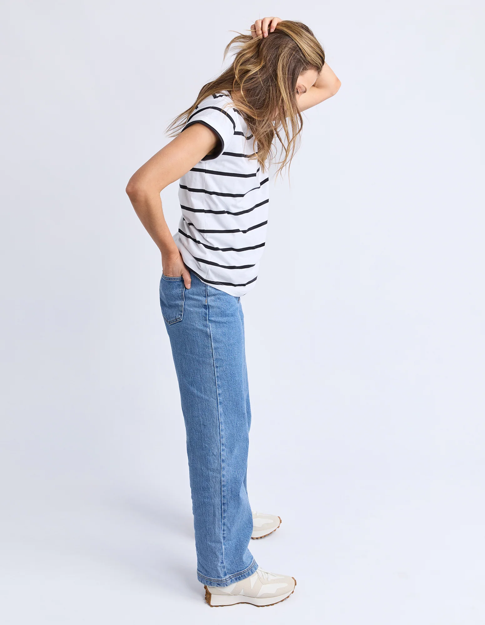 Manly Tee Black & White Stripe - Image 6