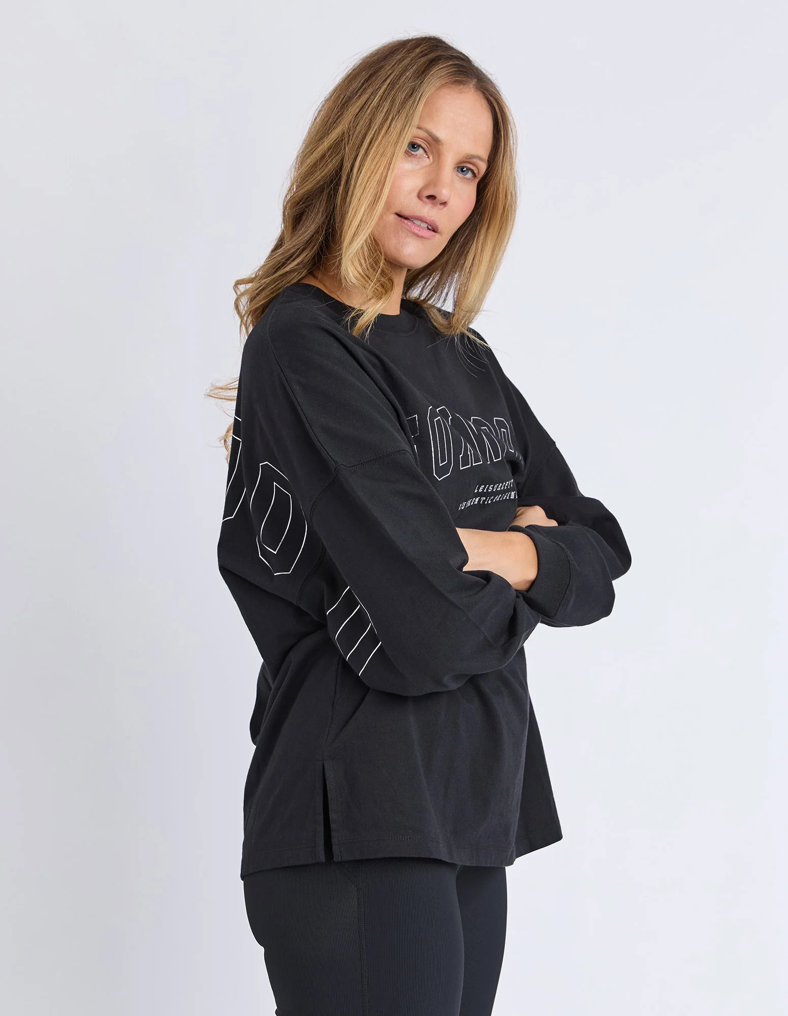 Metallic Interval Long Sleeve Tee Silver - Image 4