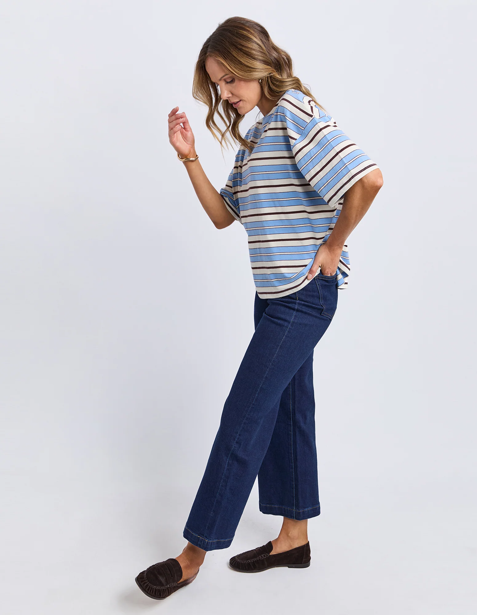 Nika Stripe Short  Sleeve Azurine Multi Stripe - Image 6