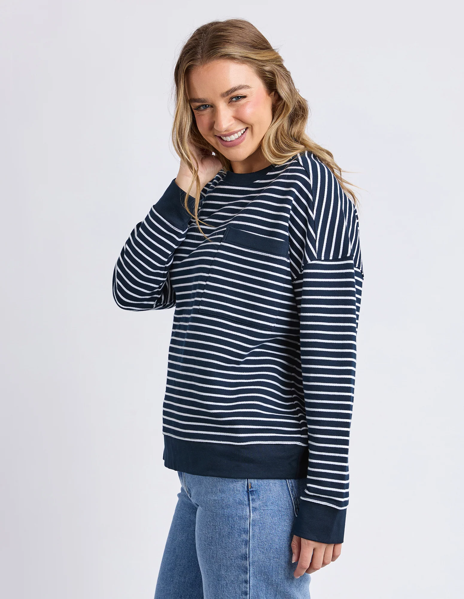 Original Stripe Crew Navy/White - Image 4