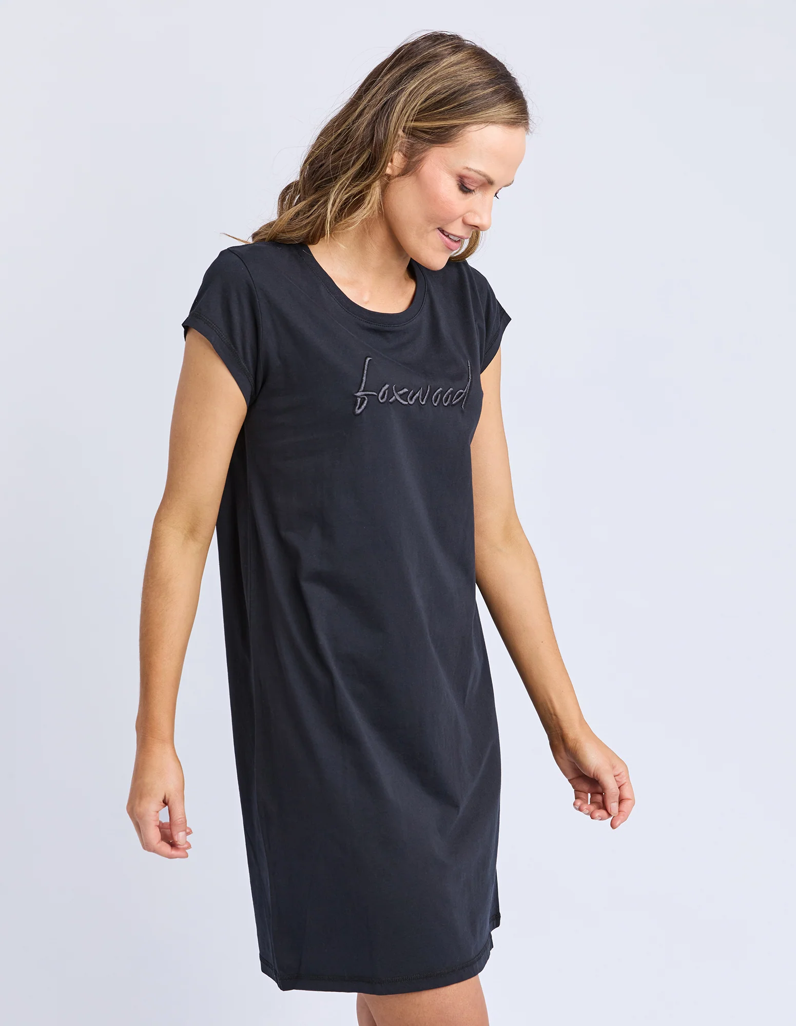 Signature Embroidery Tee Dress Black - Image 4