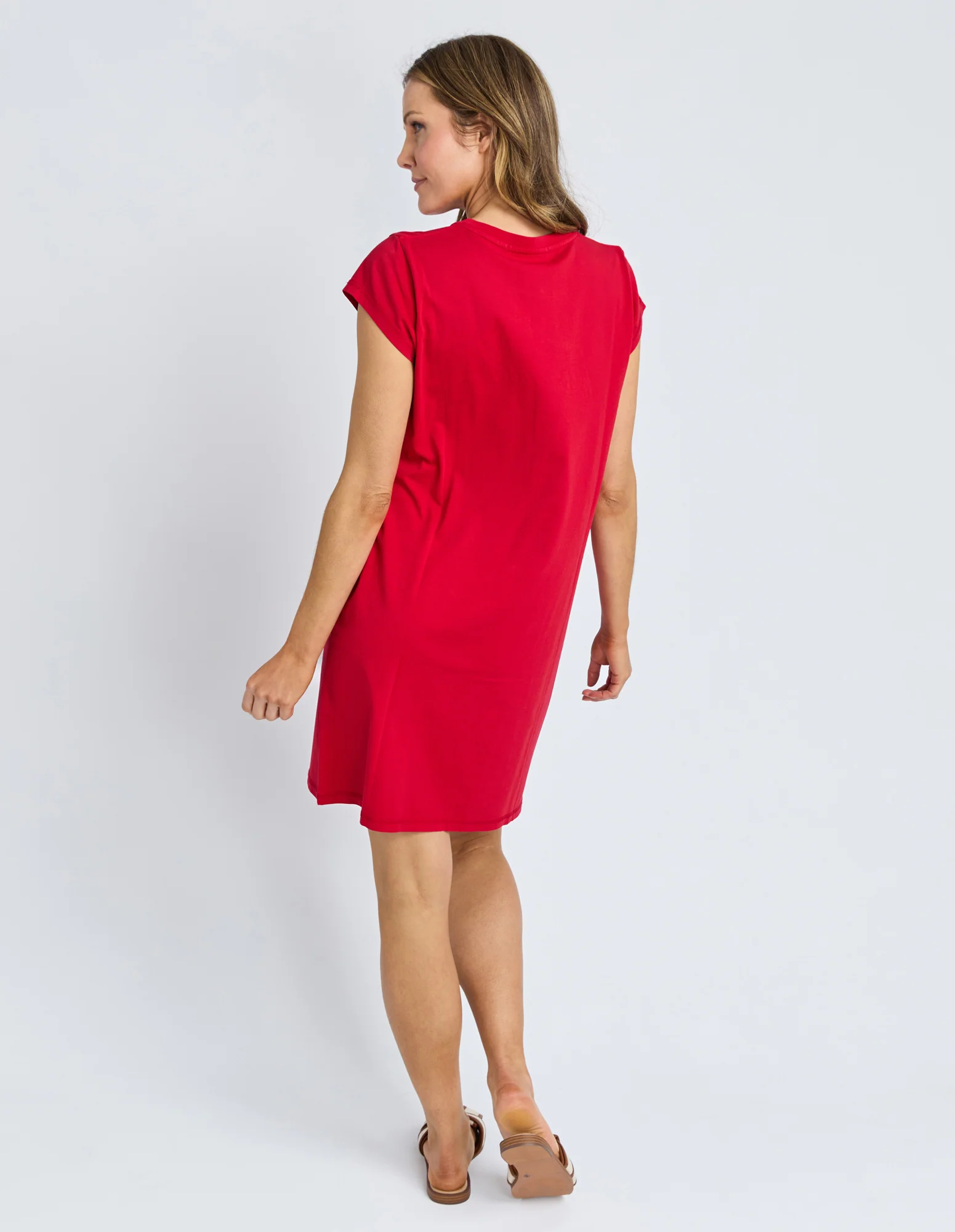Signature Embroidery Tee Dress Crimson - Image 3