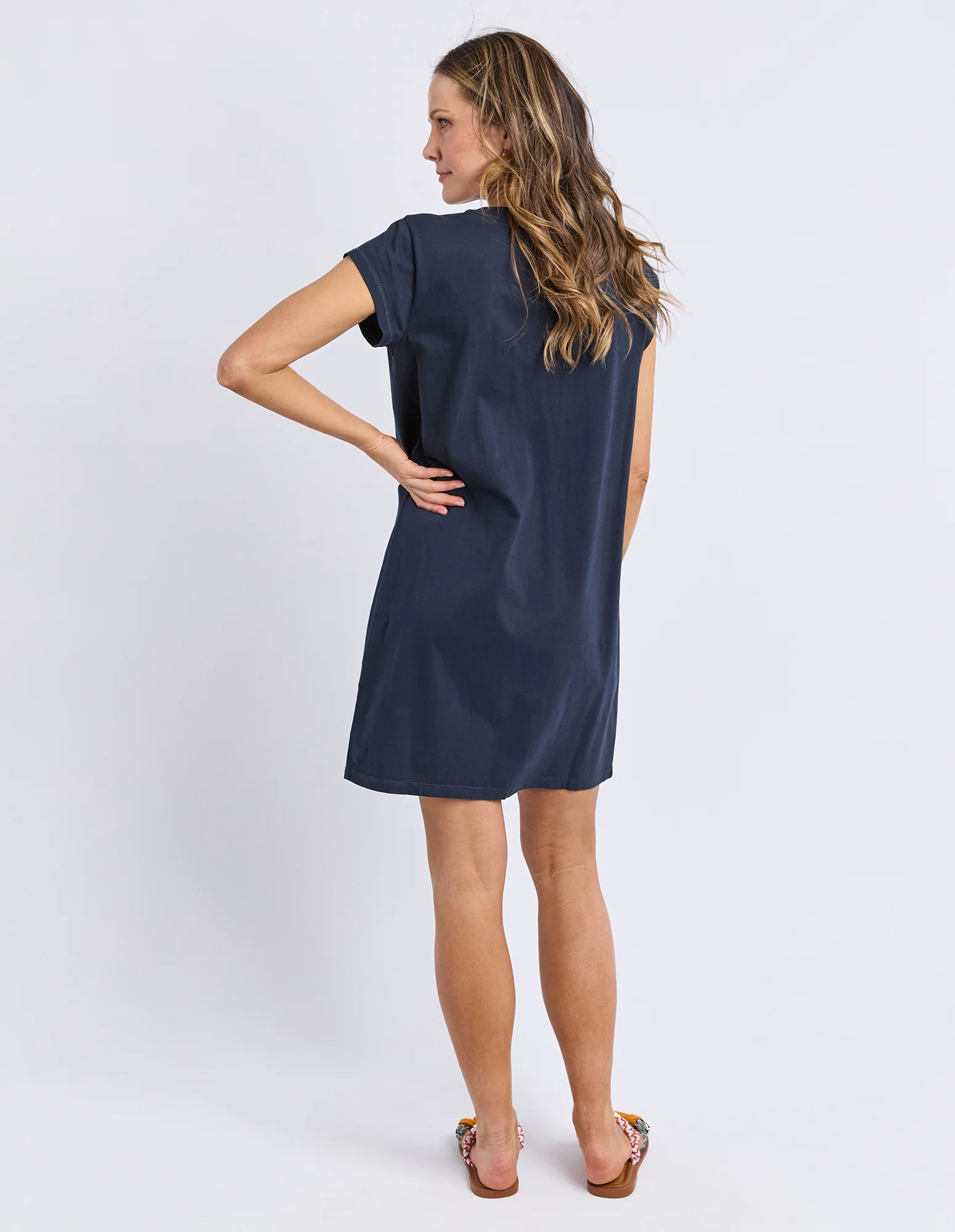 Signature Embroidery Tee Dress Dark Sapphire - Image 3