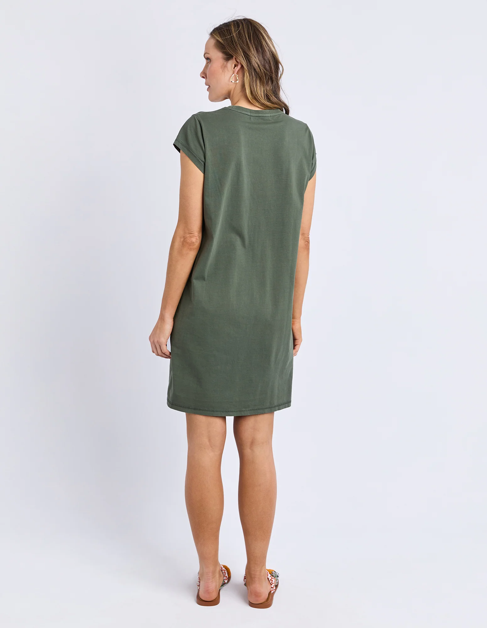 Signature Embroidery Tee Dress Khaki - Image 3