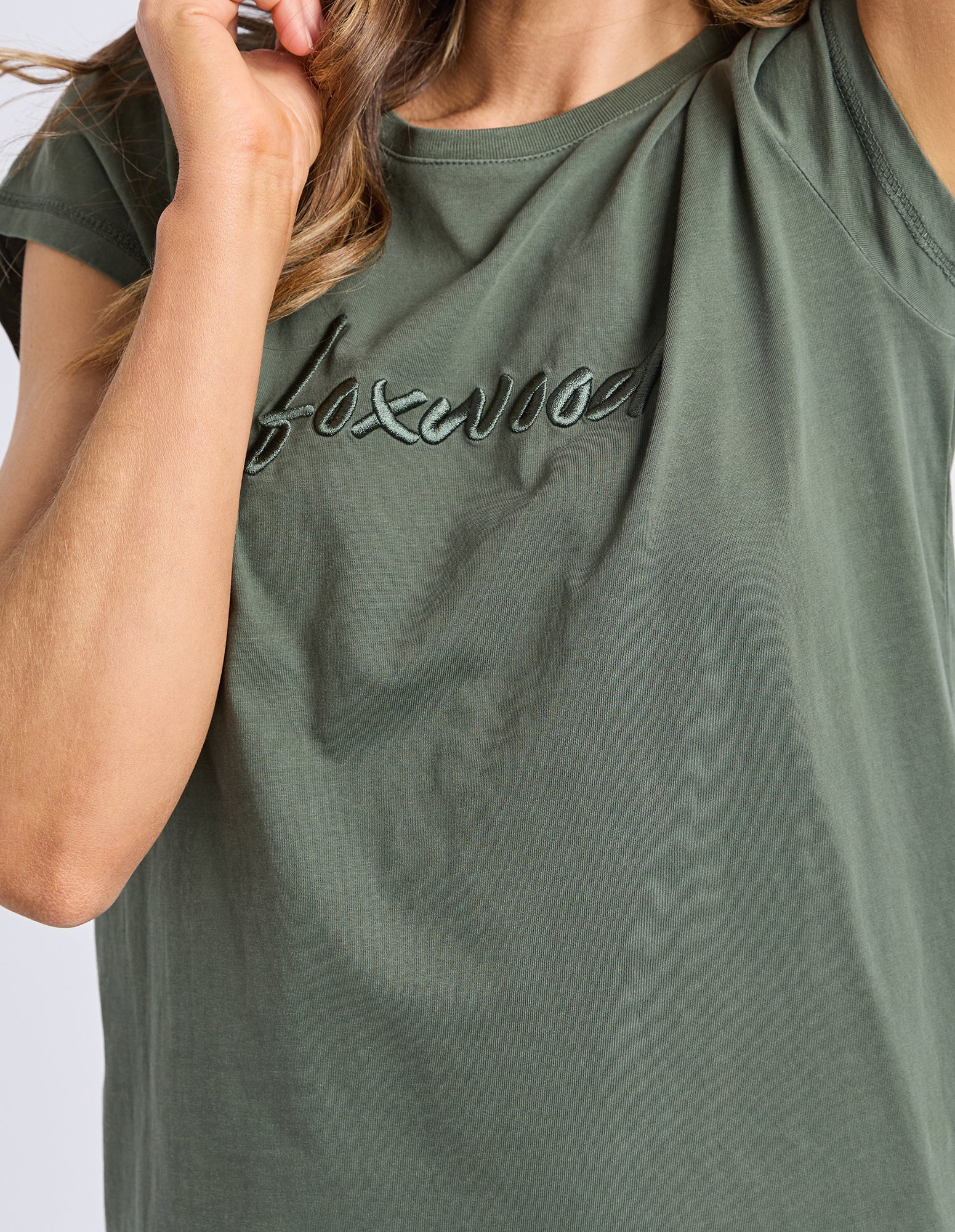 Signature Embroidery Tee Dress Khaki - Image 5