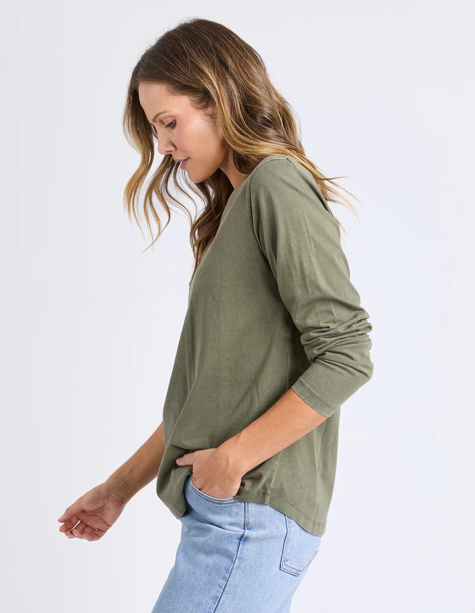 Signature Long Sleeve Tee Khaki - Image 4