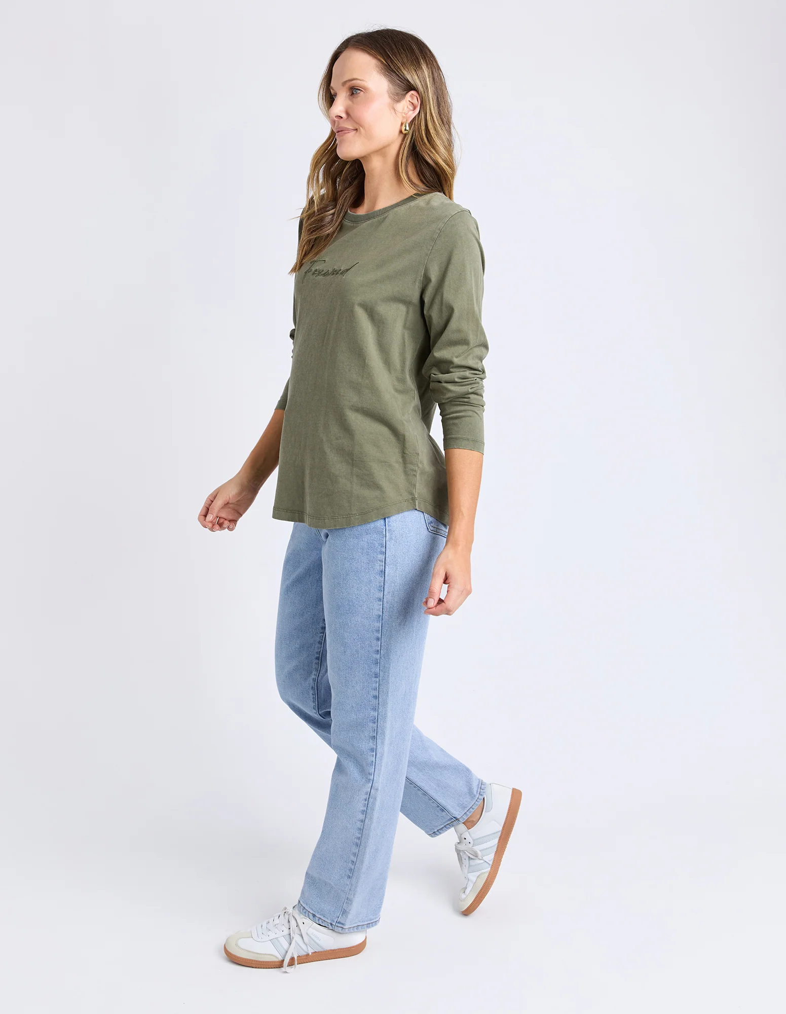 Signature Long Sleeve Tee Khaki - Image 6