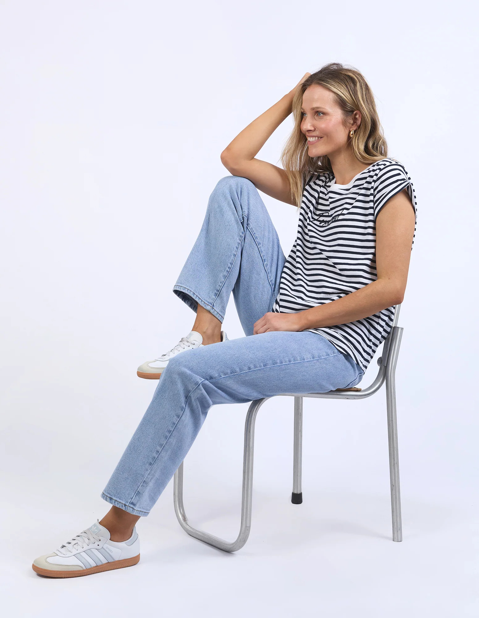Signature Stripe Tee Dark Sapphire/White - Image 6