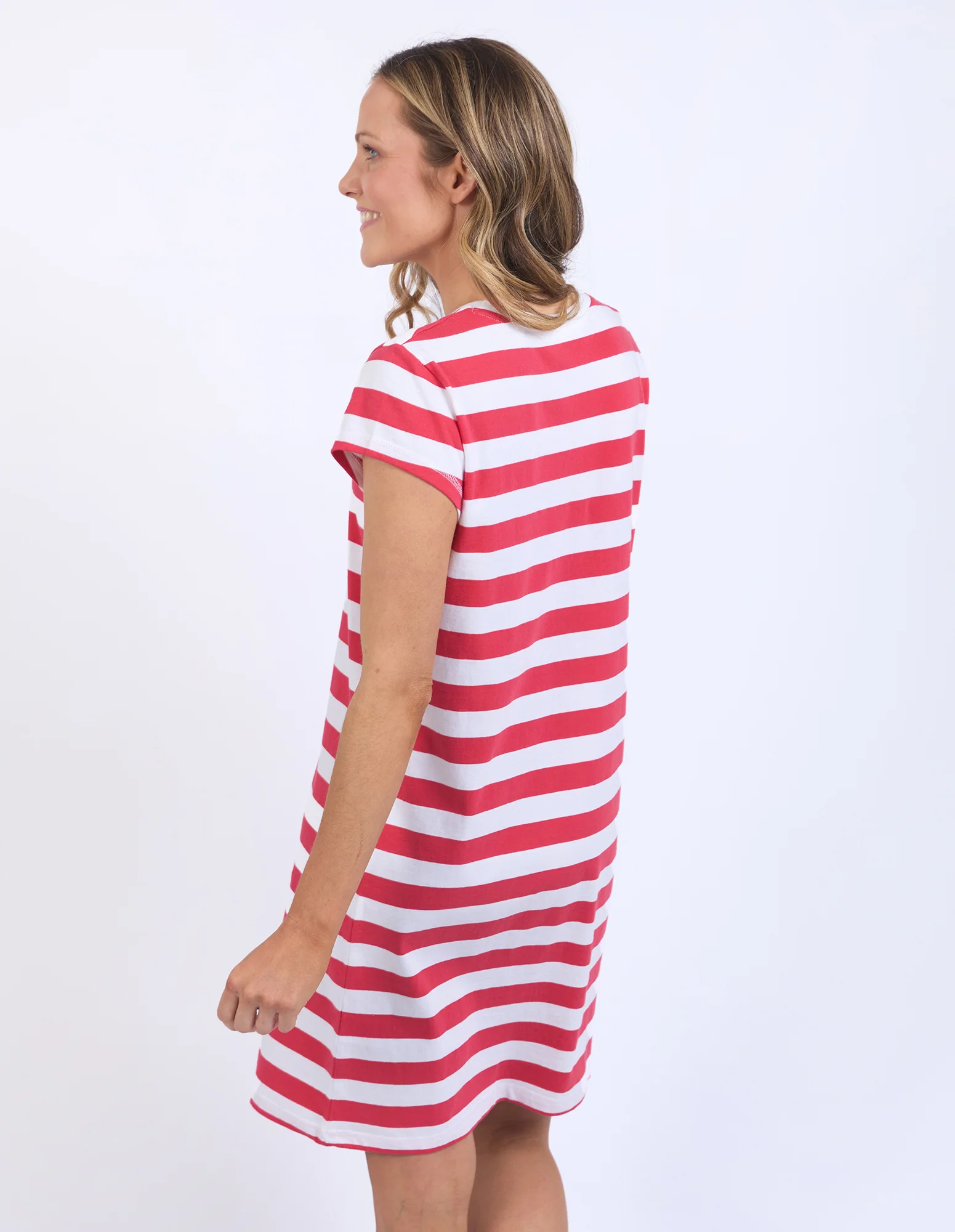 Signature Tee Dress Cayenne & White Stripe - Image 3