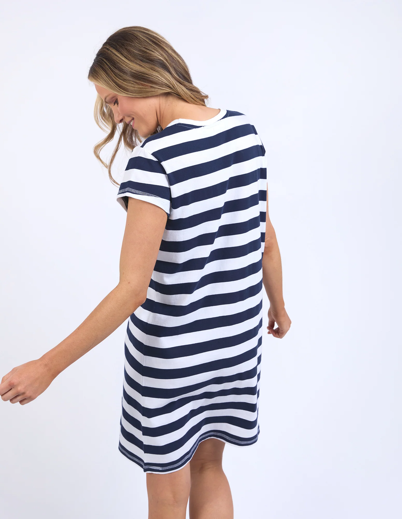 Signature Tee Dress Navy & White Stripe - Image 3