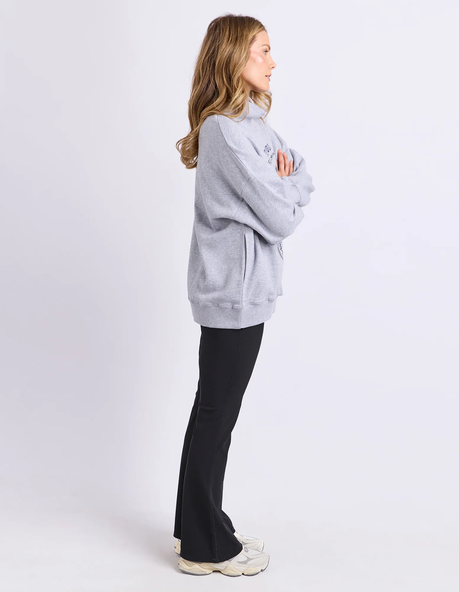 Studio Mock Neck Crew Grey Marle - Image 7