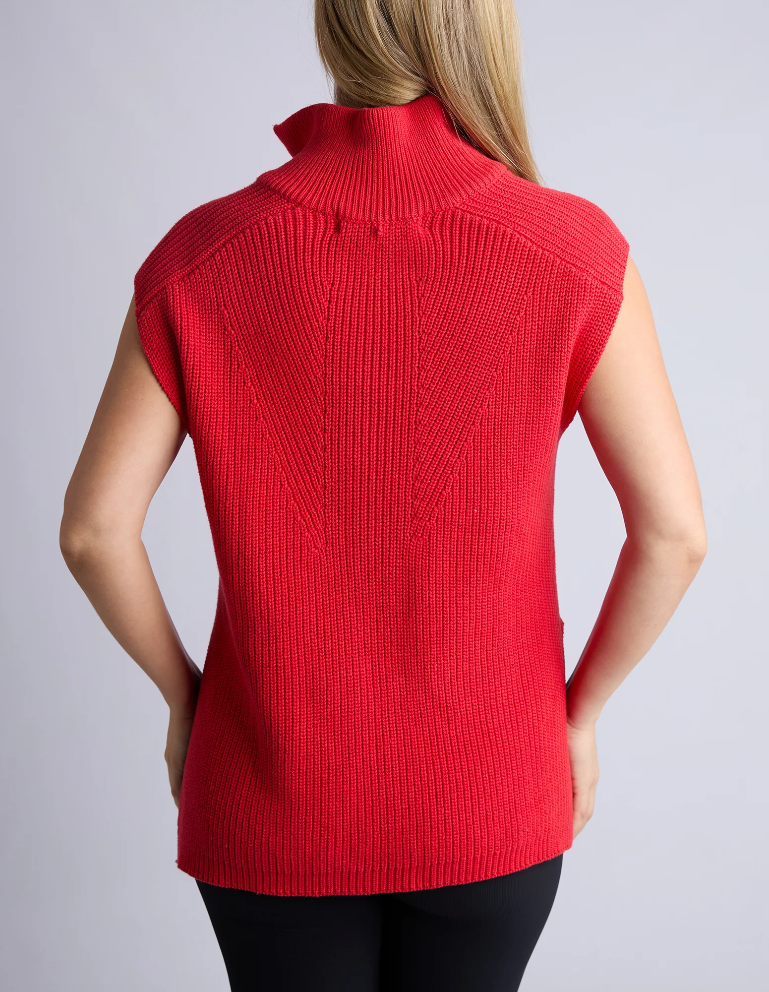 Zip Knit Vest Red - Image 3