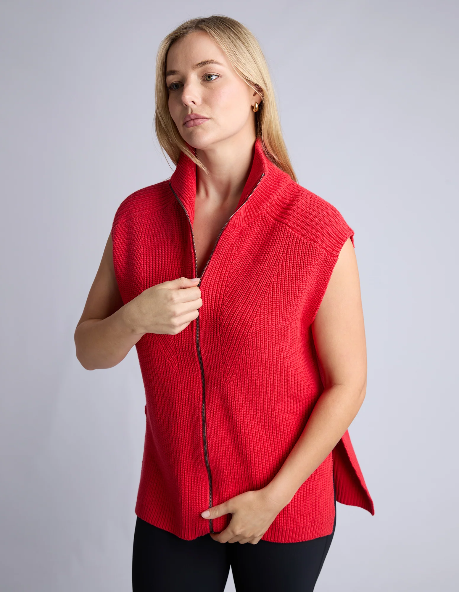 Zip Knit Vest Red - Image 4